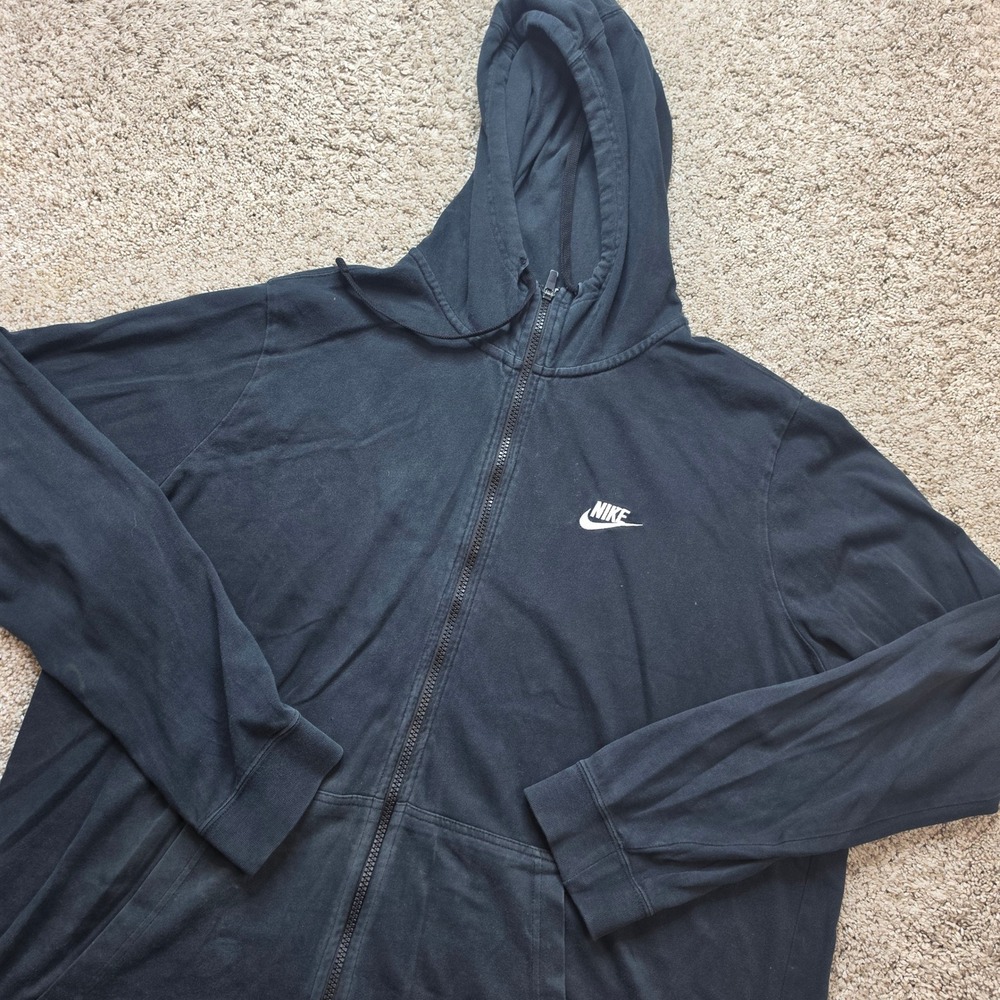 Nike Full Zip Hoodie Mens XL Black Outdoor Sportswear Sweater Swoosh Adult